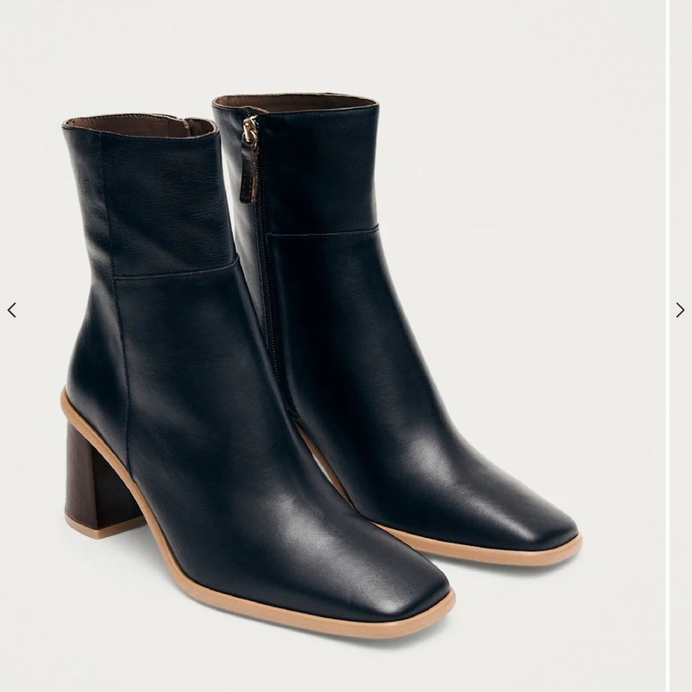 ALOHAS Black and Brown Heeled Boots with Square Toe